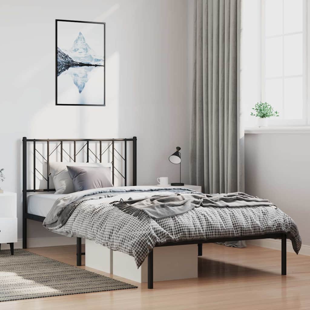 Sengeramme i metall med hodegavl svart 100x200 cm