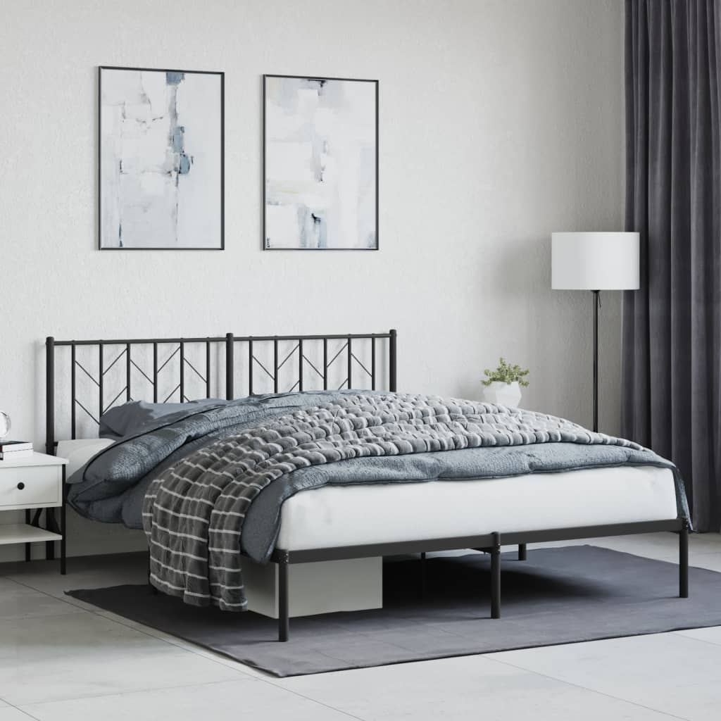 Sengeramme i metall med hodegavl svart 160x200 cm