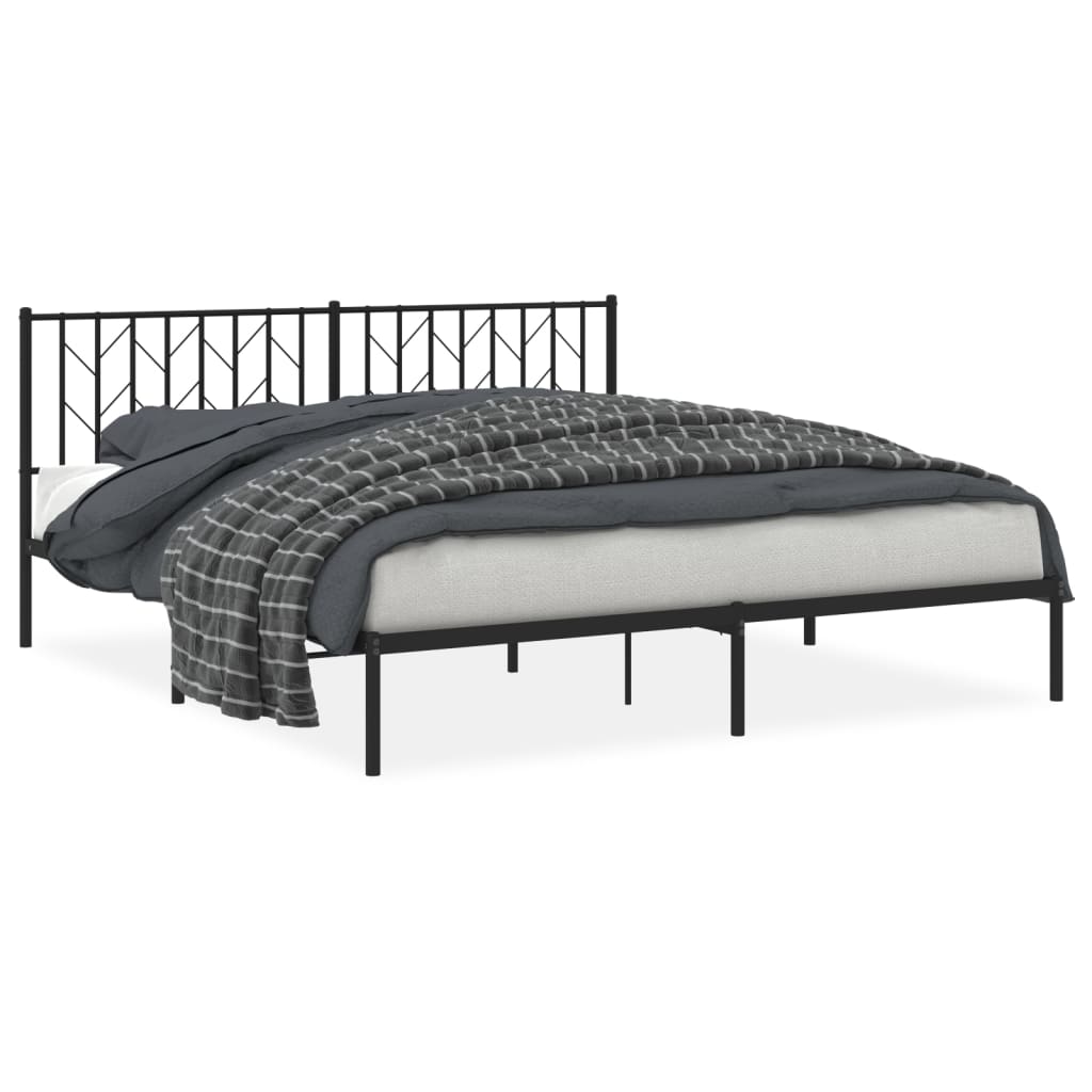 Sengeramme i metall med sengegavl svart 180x200 cm