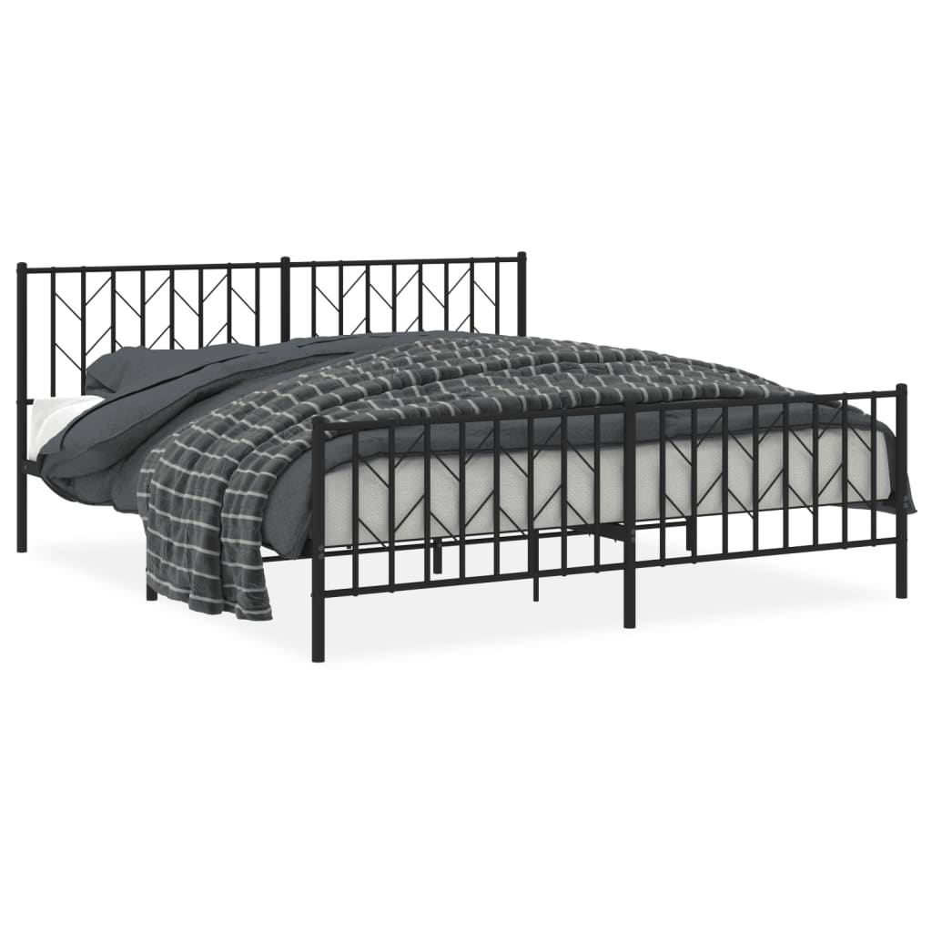 Sengeramme i metall uten madrass med fotgavl svart 180x200 cm