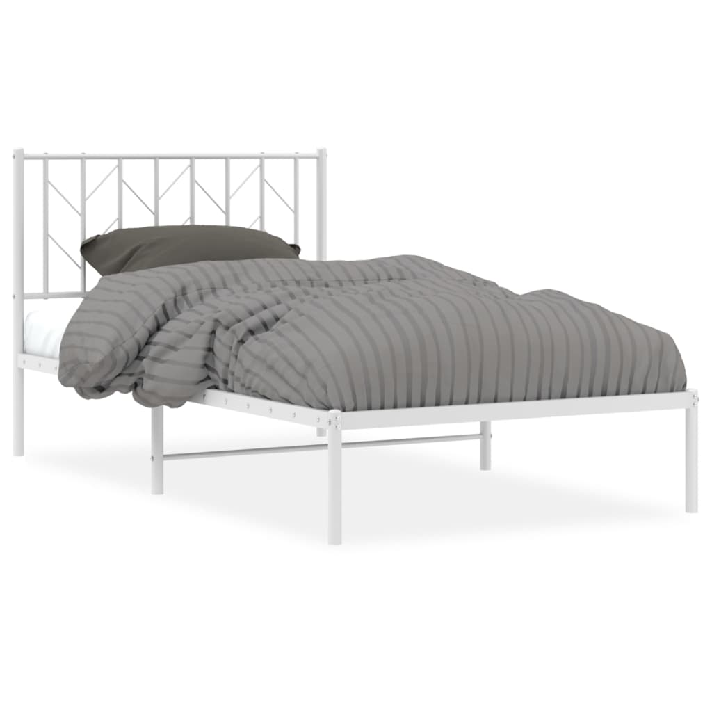 Sengeramme i metall med hodegavl hvit 100x190 cm