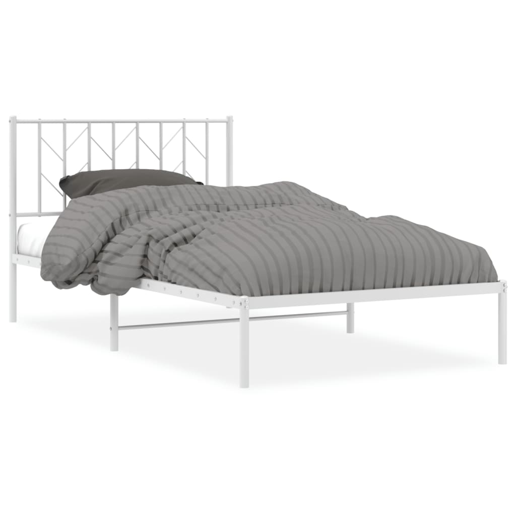 Sengeramme i metall med hodegavl hvit 107x203 cm