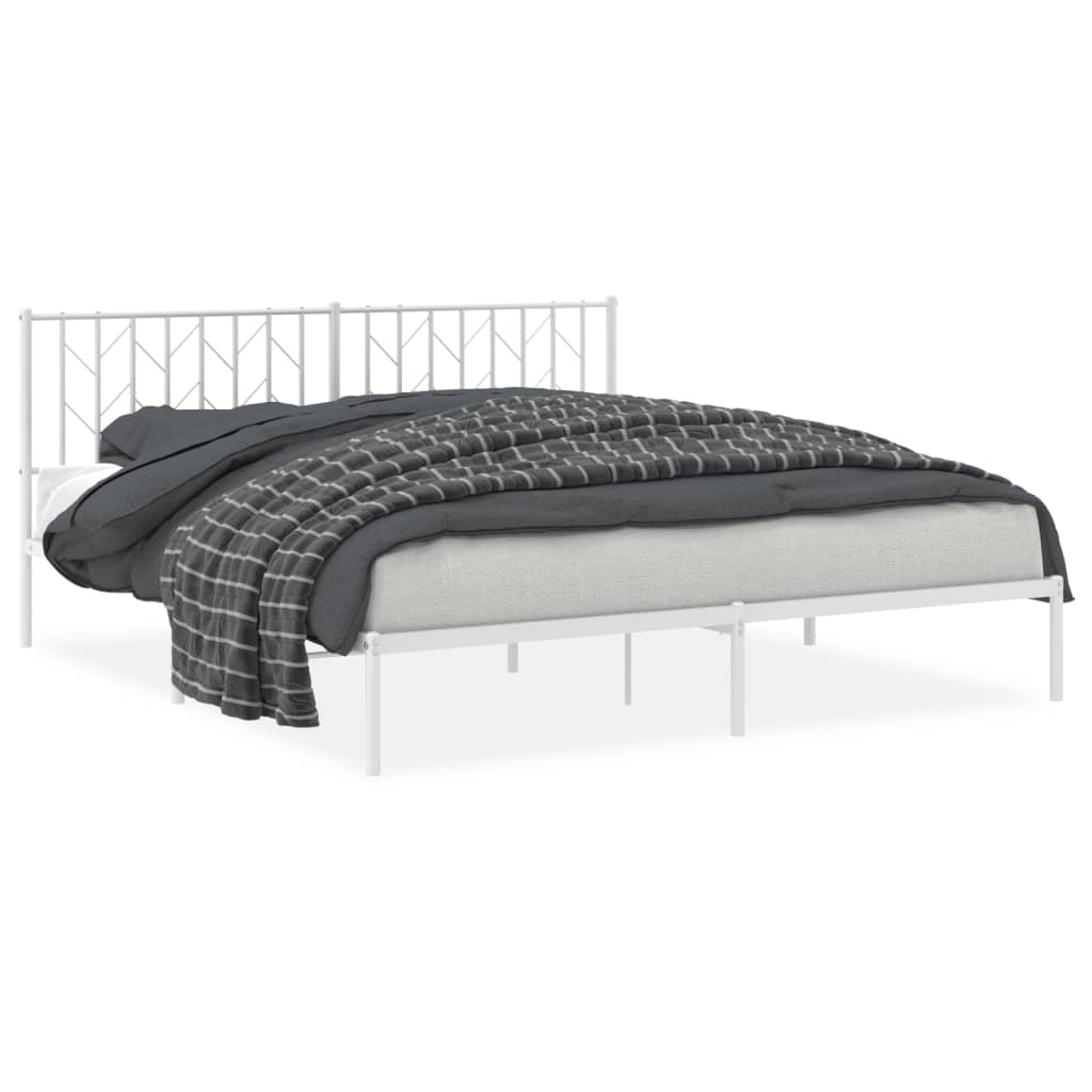 Sengeramme i metall med sengegavl hvit 180x200 cm