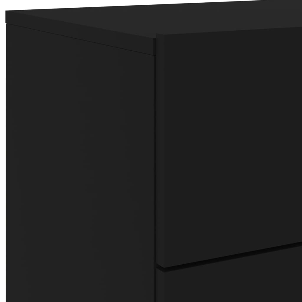 Vegghengt nattbord med LED-lys svart