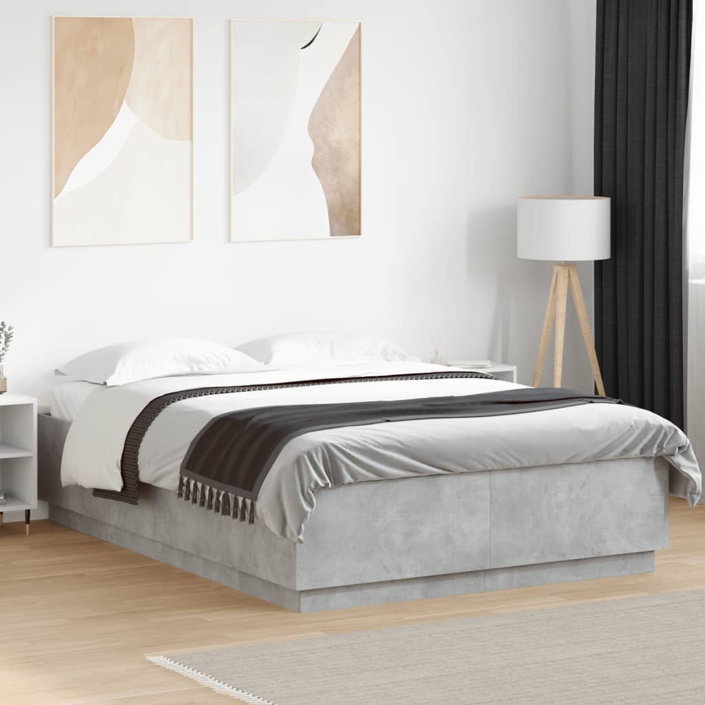 Sengeramme betonggrå 160x200 cm konstruert tre
