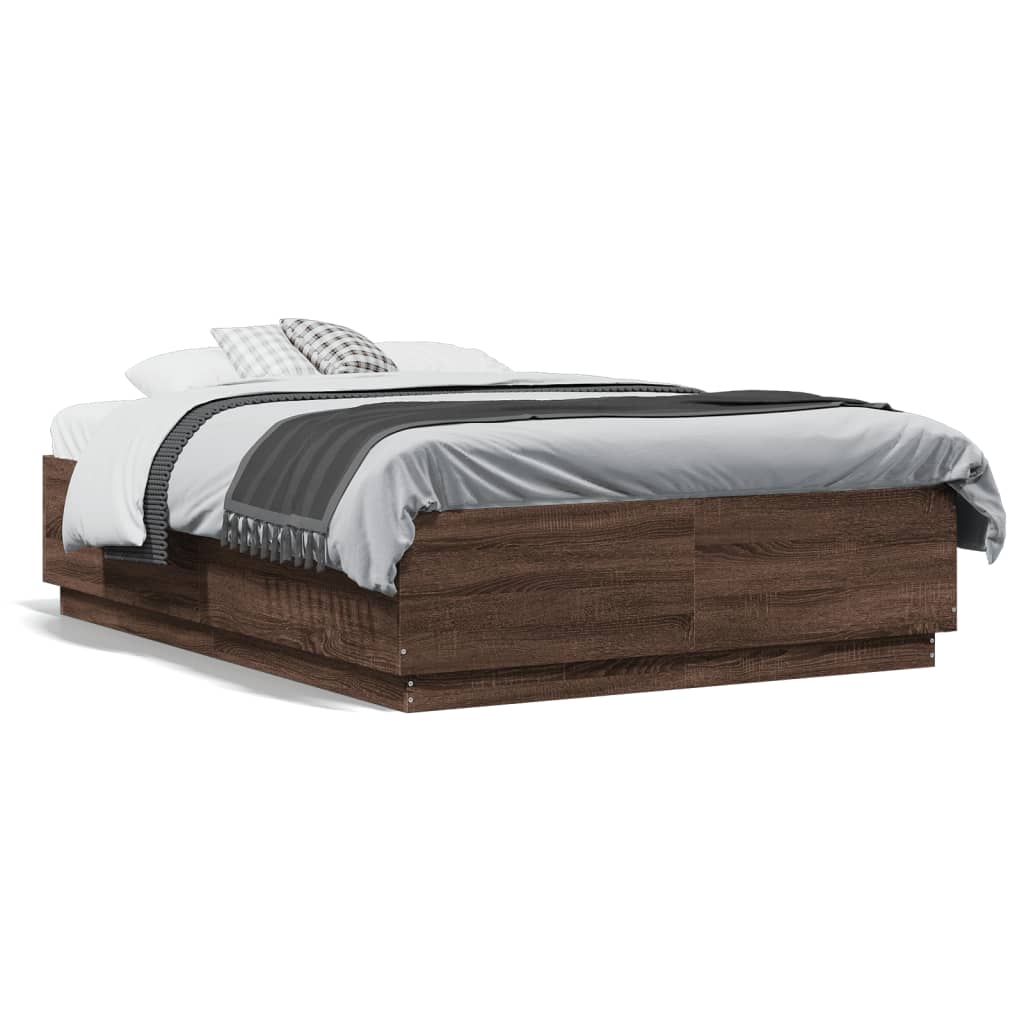 Sengeramme brun eik 135x190 cm konstruert tre