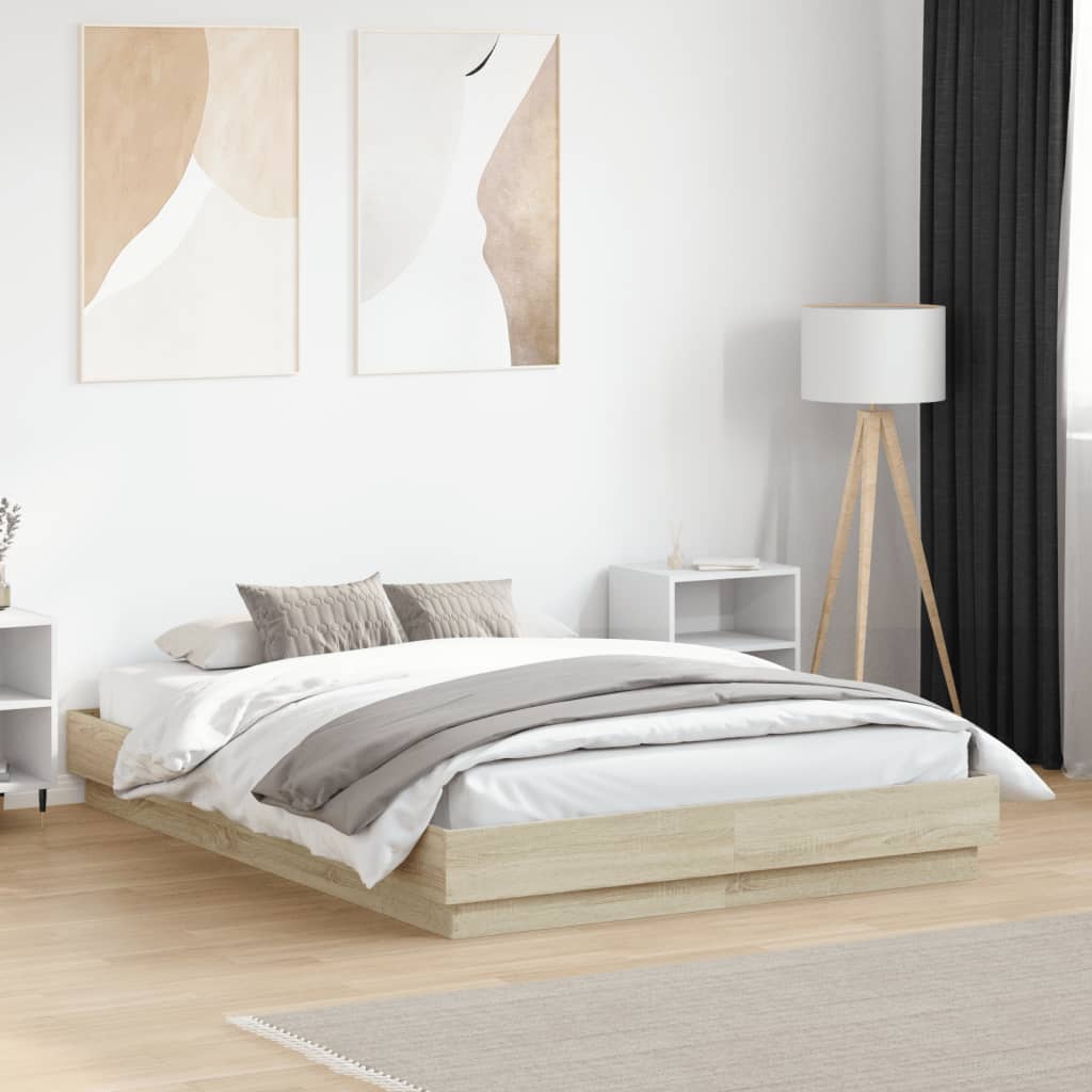 Sengeramme sonoma eik 140x190 cm konstruert tre