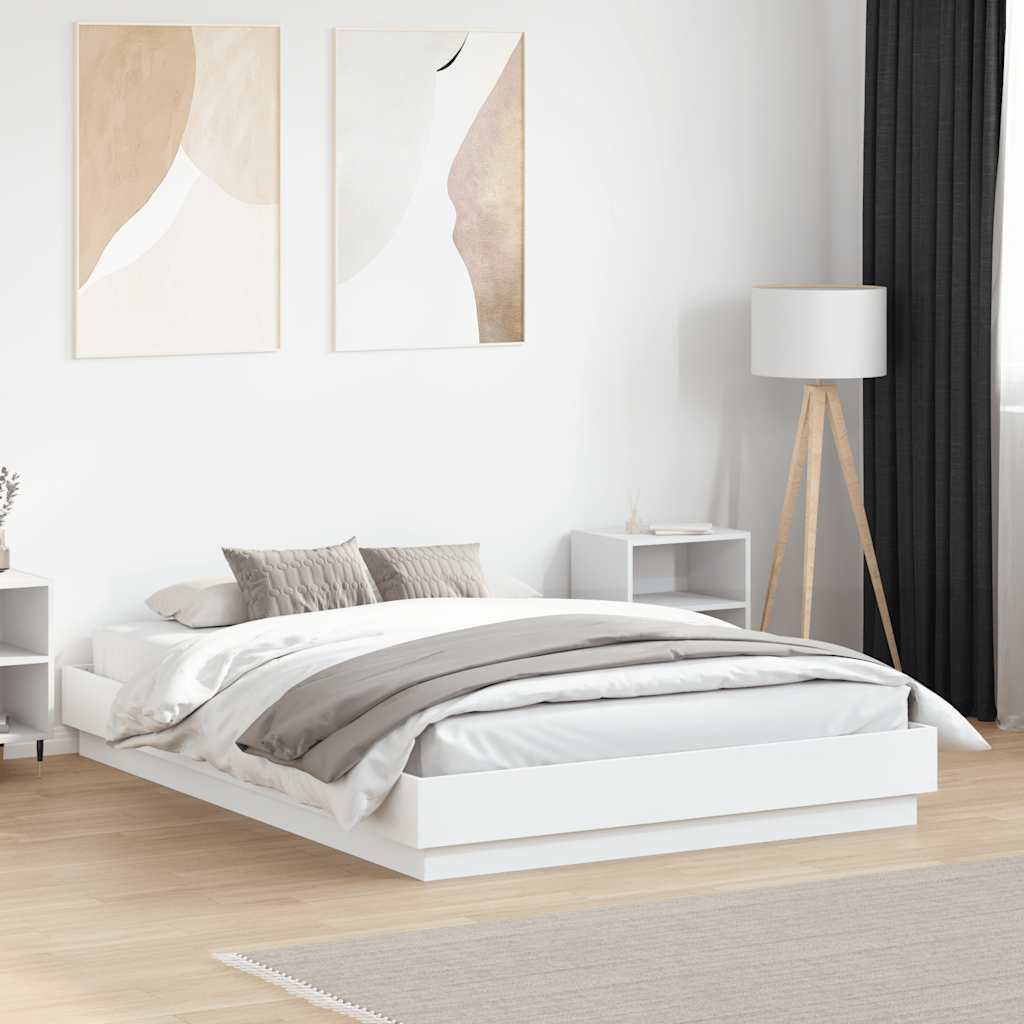 Sengeramme hvit 120x190 cm konstruert tre