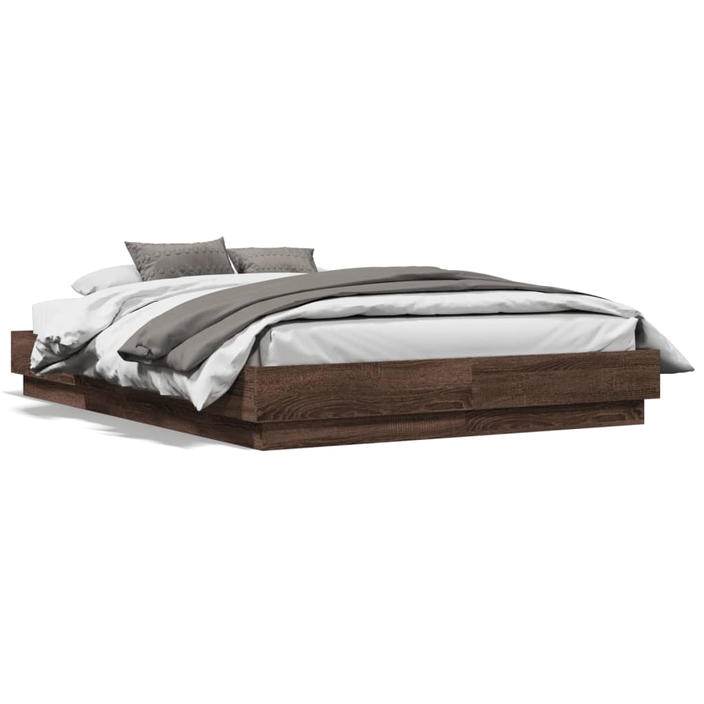 Sengeramme brun eik 120x190 cm konstruert tre