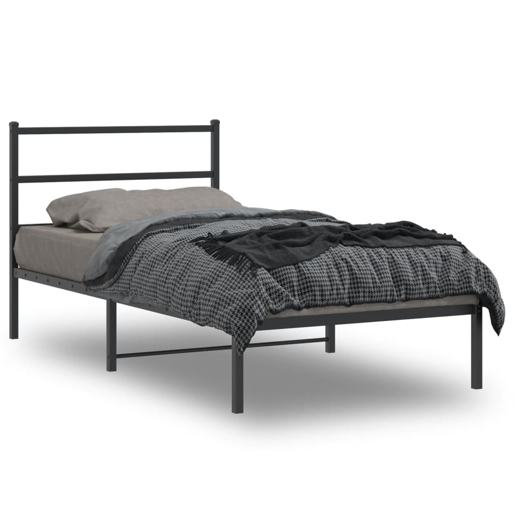 Sengeramme i metall med hodegavl svart 100x190 cm