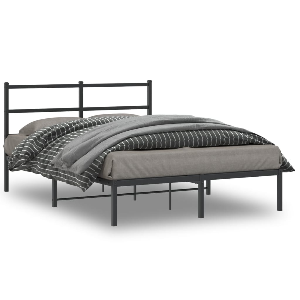 Sengeramme i metall med hodegavl svart 135x190 cm