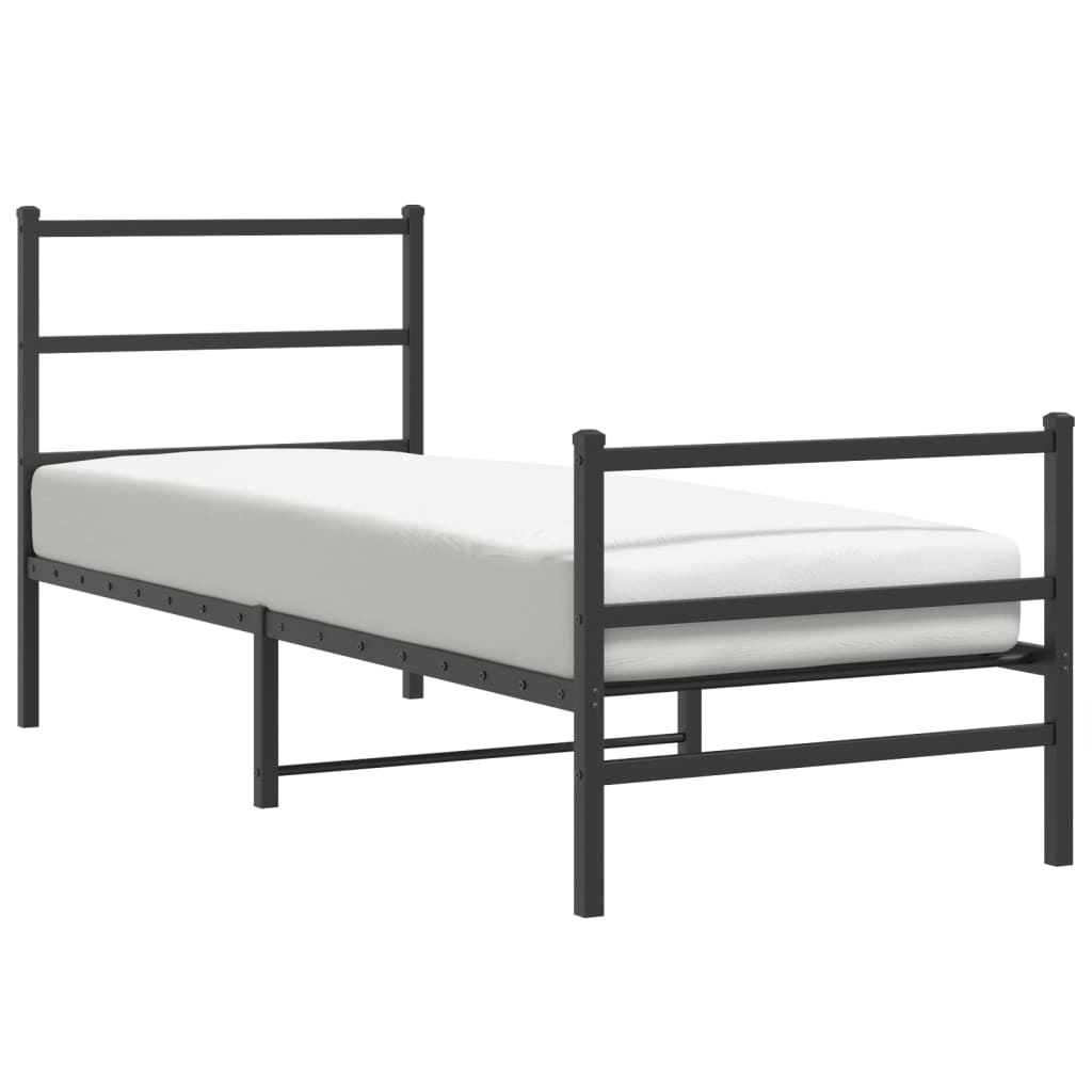 Sengeramme i metall med hode- og fotgavl svart 75x190 cm
