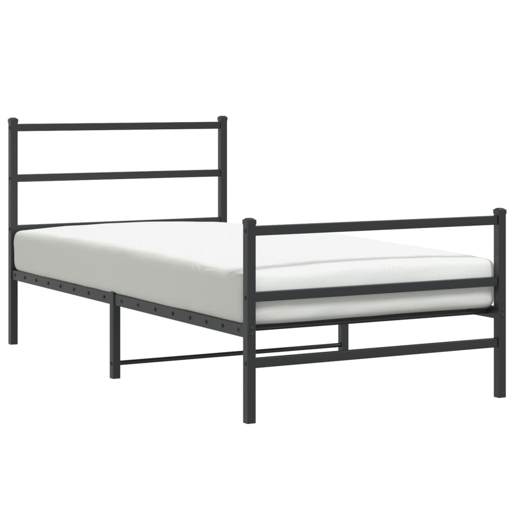 Sengeramme i metall med hode- og fotgavl svart 100x200 cm