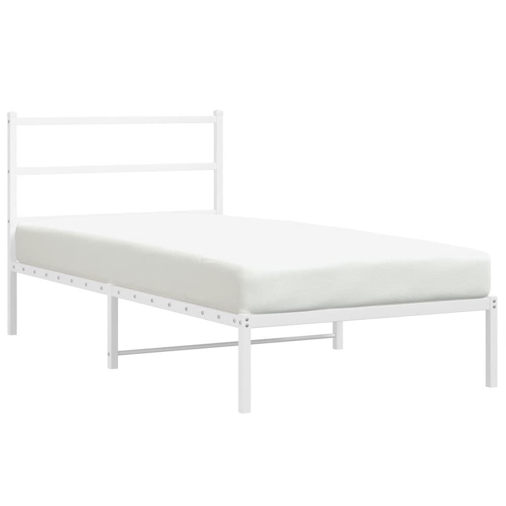 Sengeramme i metall med hodegavl hvit 100x200 cm