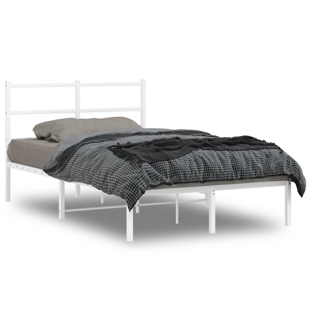 Sengeramme i metall med hodegavl hvit 120x190 cm