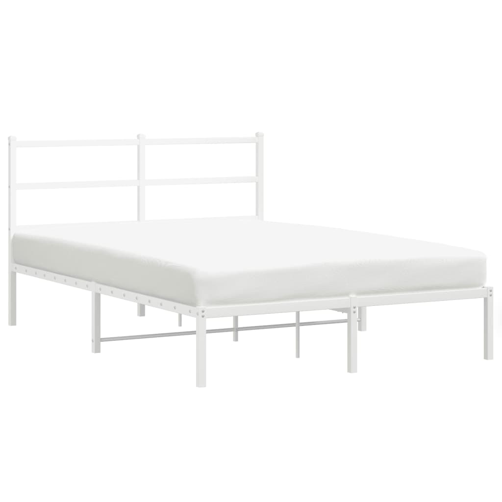 Sengeramme i metall med hodegavl hvit 135x190 cm