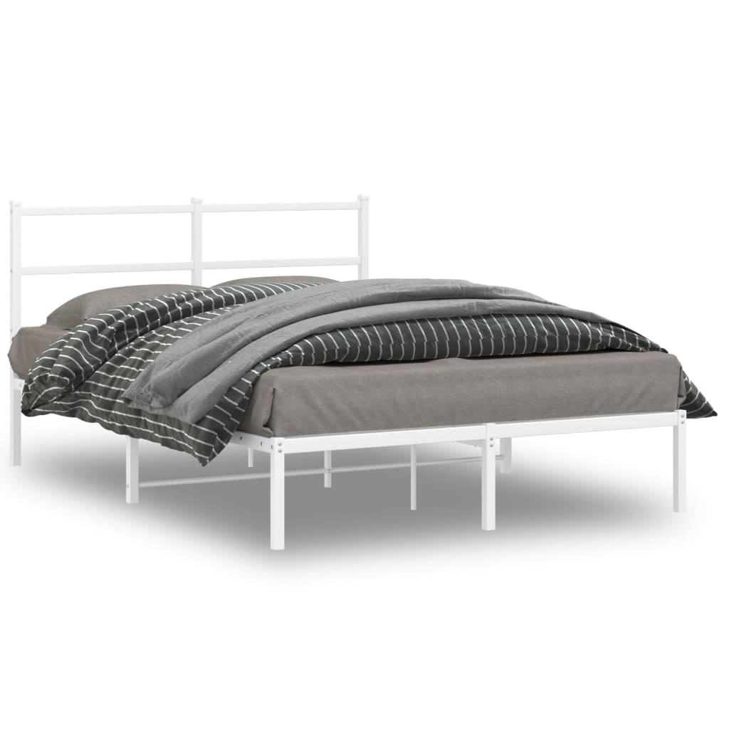 Sengeramme i metall med hodegavl hvit 135x190 cm