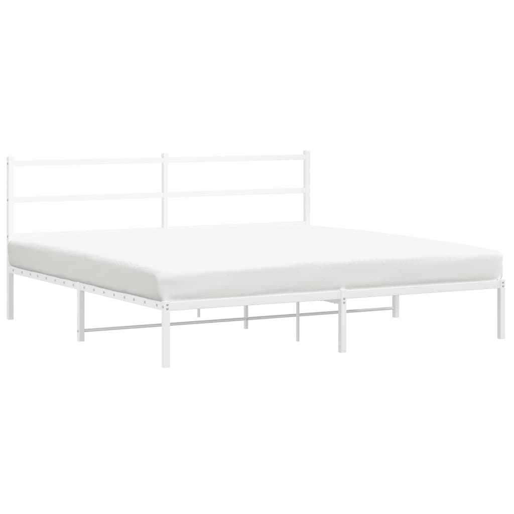 Sengeramme i metall med hodegavl hvit 183x213 cm