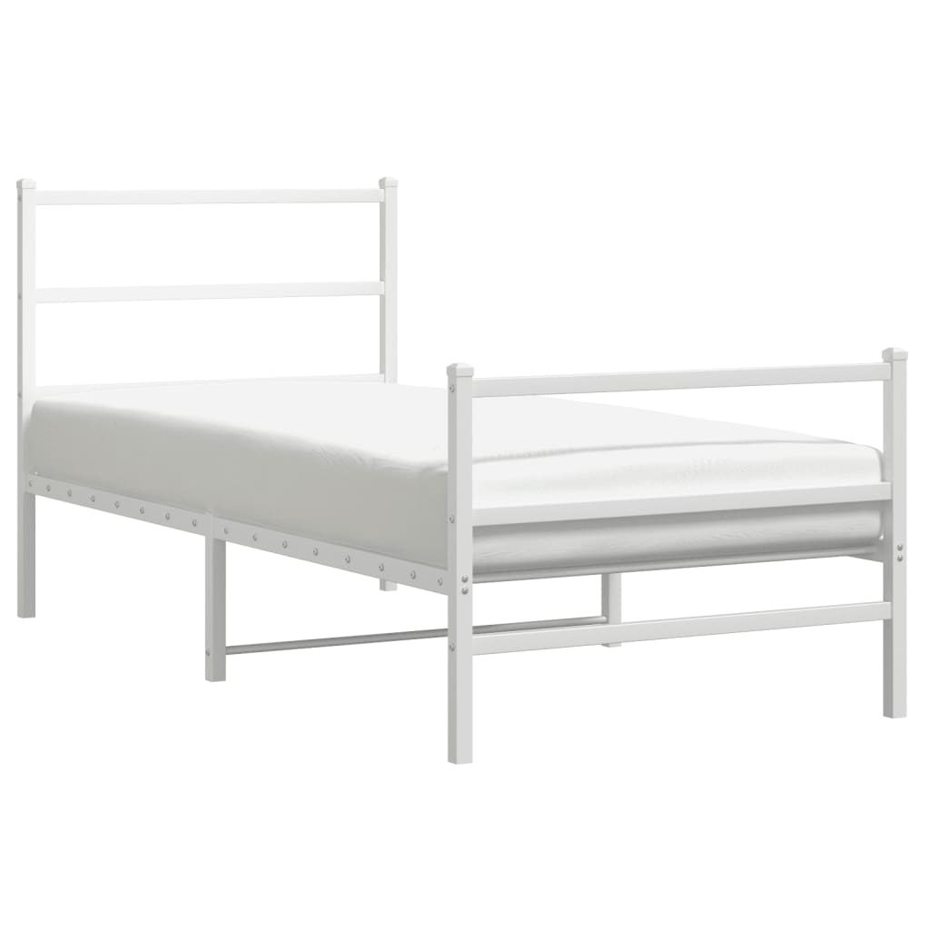 Sengeramme i metall med hode- og fotgavl hvit 90x190 cm