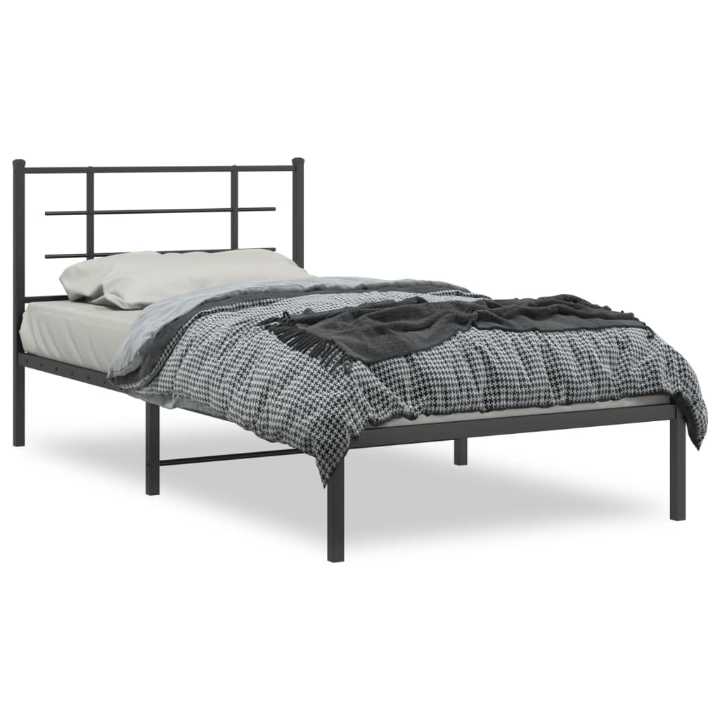Sengeramme i metall med hodegavl svart 107x203 cm