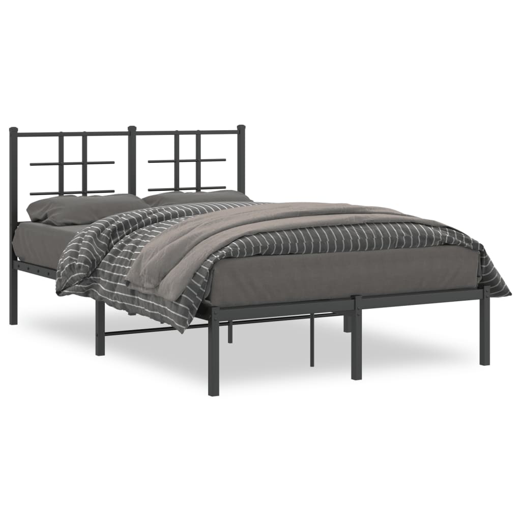 Sengeramme i metall med sengegavl svart 120x200 cm