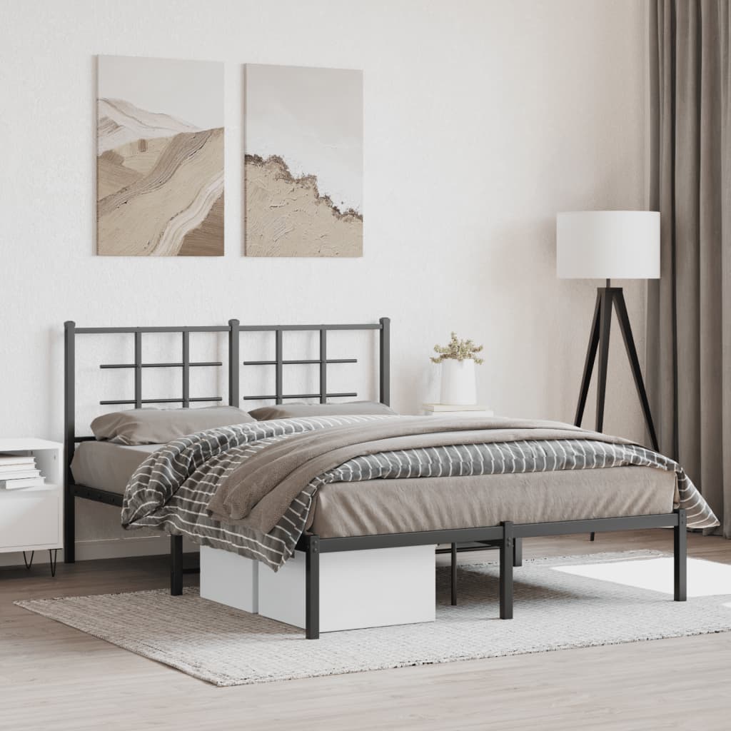 Sengeramme i metall med hodegavl svart 135x190 cm