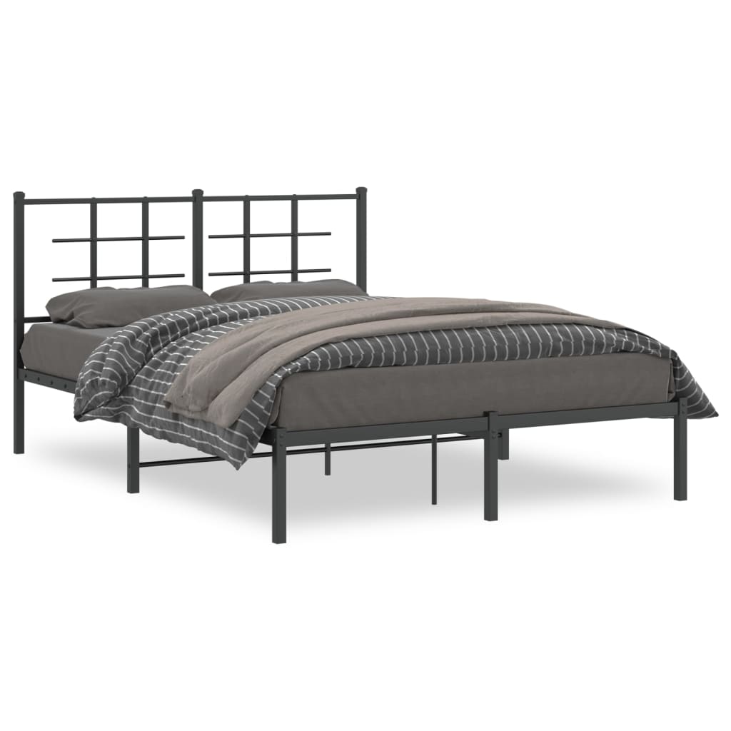 Sengeramme i metall med sengegavl svart 140x200 cm