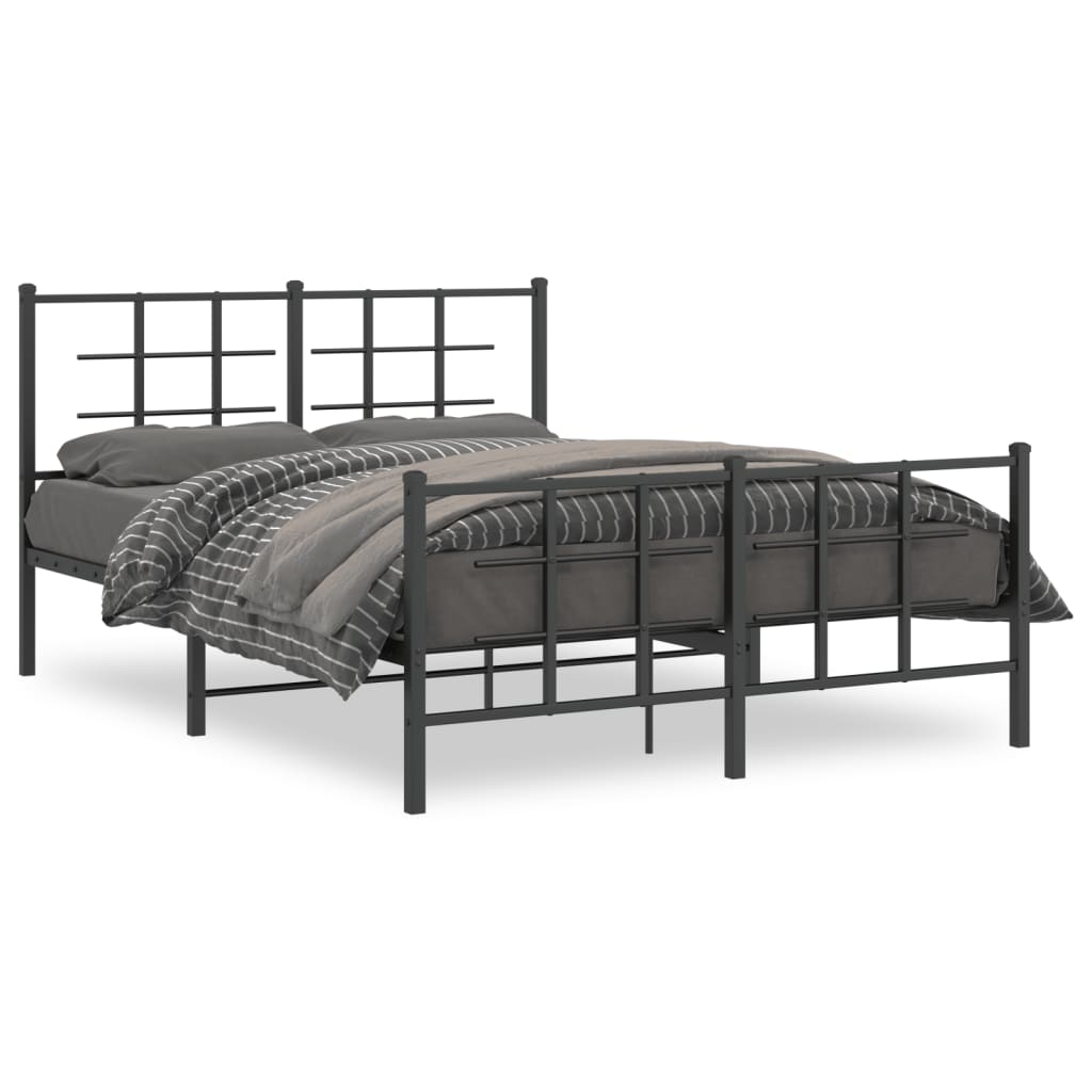 Sengeramme i metall med hode- og fotgavl svart 140x200 cm