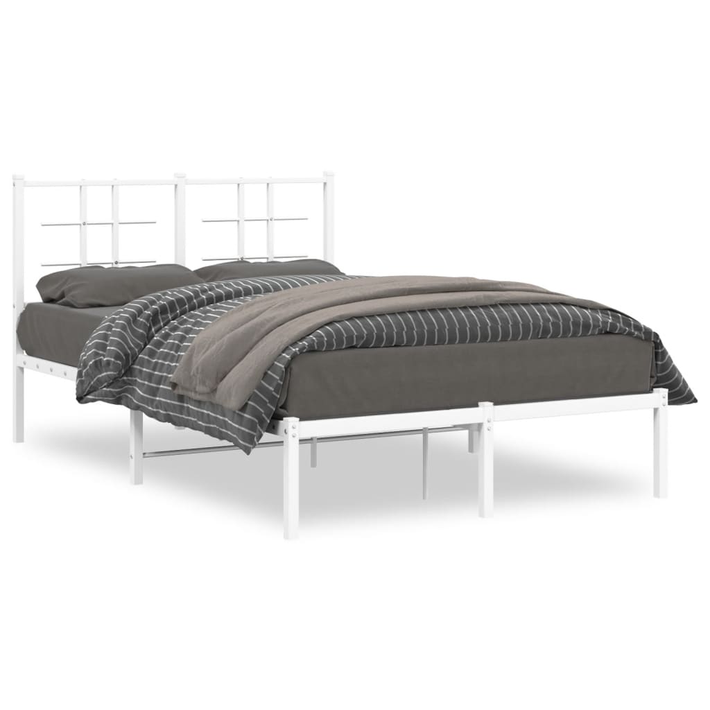 Sengeramme i metall med hodegavl hvit 120x190 cm