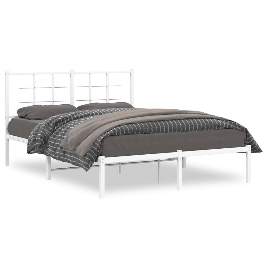 Sengeramme i metall med hodegavl hvit 140x190 cm