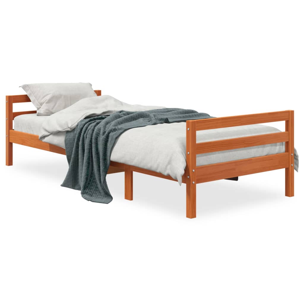 Sengeramme brun 90x200 cm heltre furu