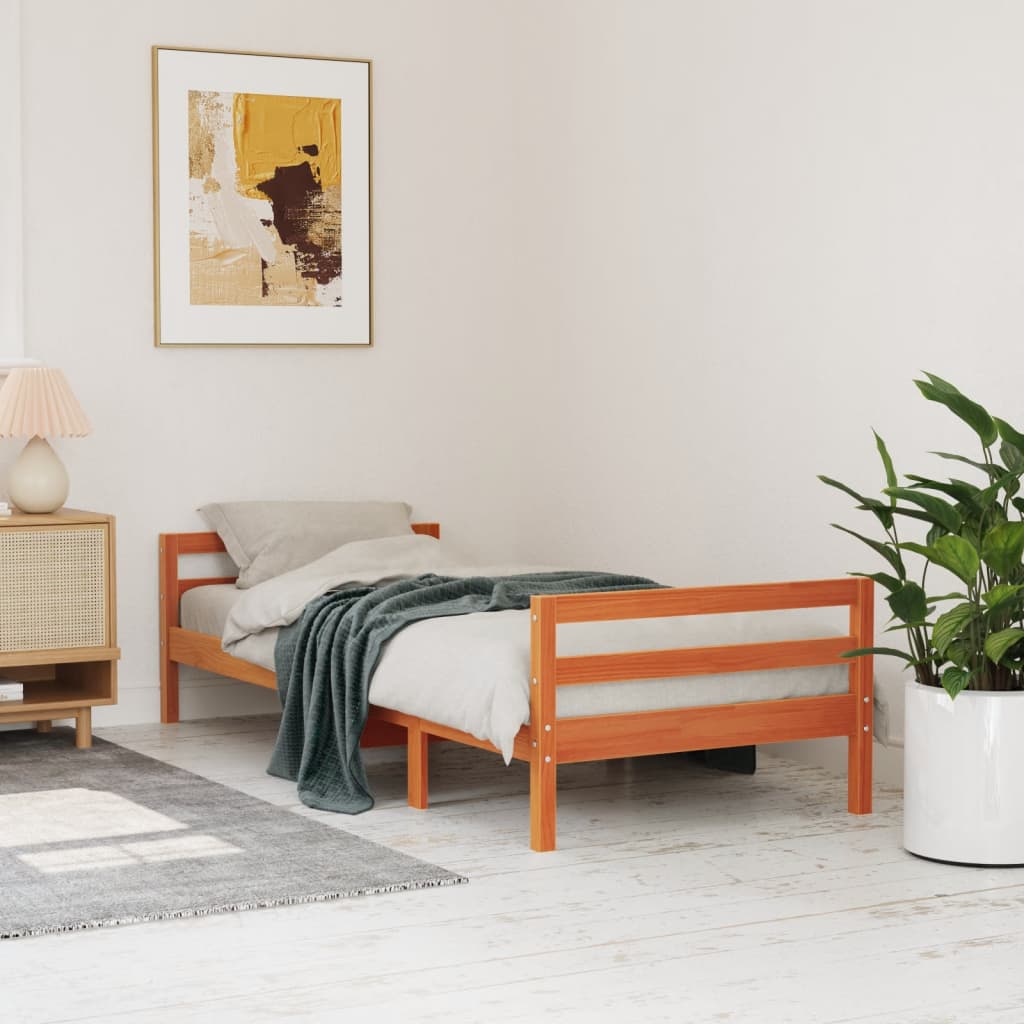 Sengeramme brun 90x200 cm heltre furu