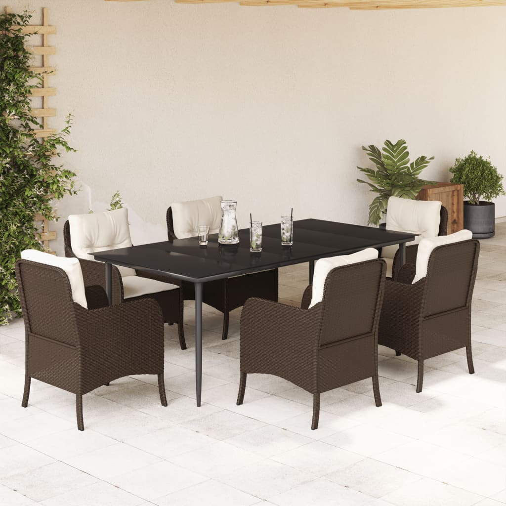 Hagespisegruppe med puter 7 deler polyrotting brun