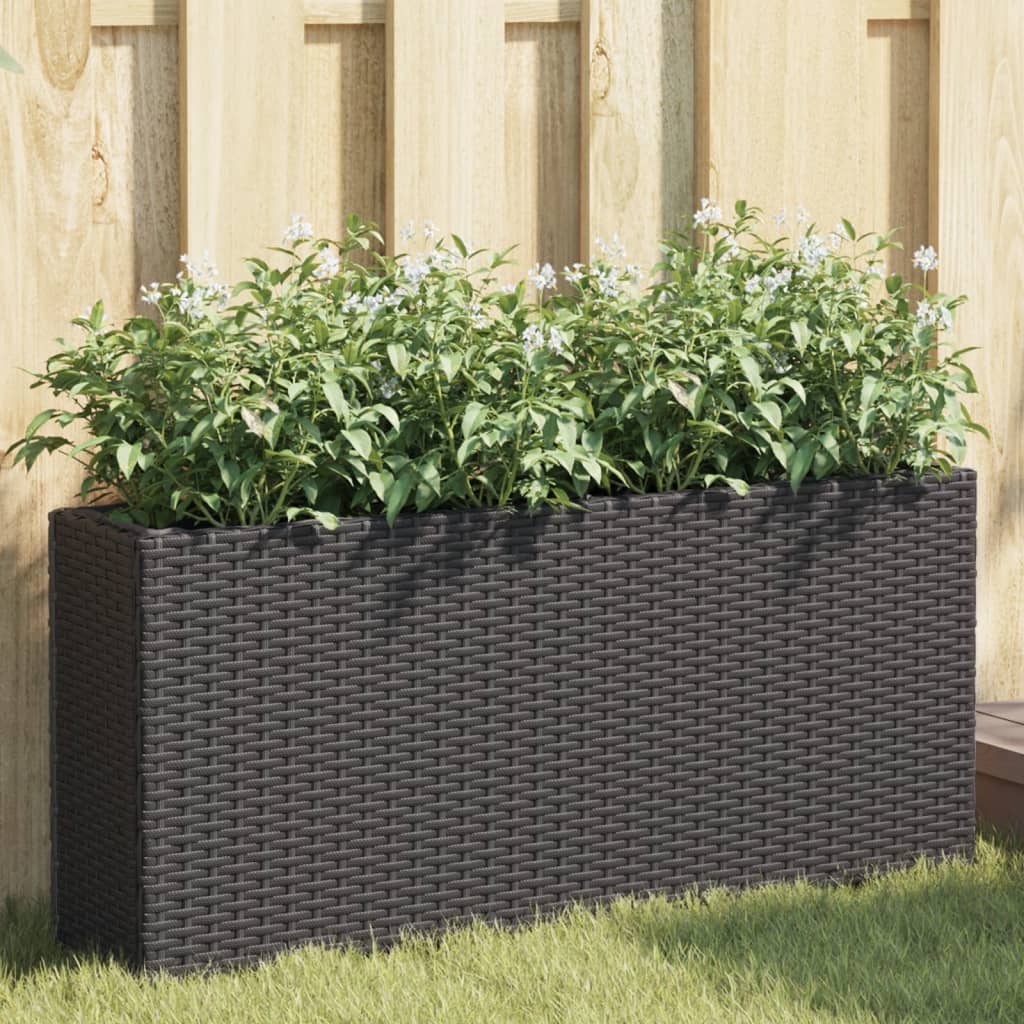 Plantekasser med 2 potter 2 stk svart 90x20x40 cm polyrotting
