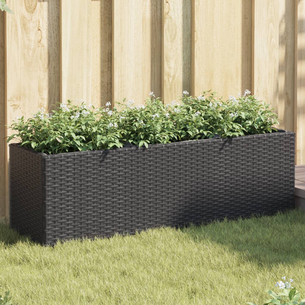 Plantekasser med 3 potter 2 stk svart 105x30x32 cm polyrotting