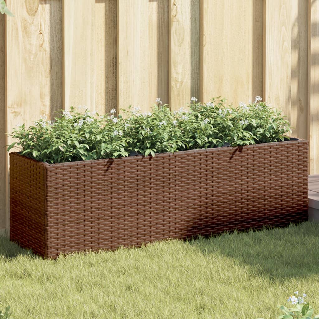 Plantekasser med 3 potter 2 stk brun 105x30x32 cm polyrotting