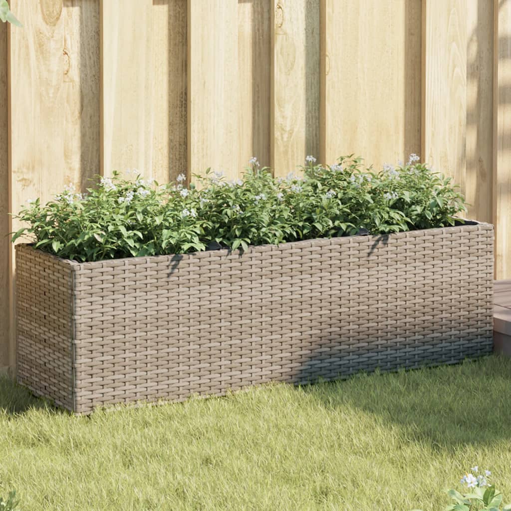Plantekasser med 3 potter 2 stk grå 105x30x32 cm polyrotting