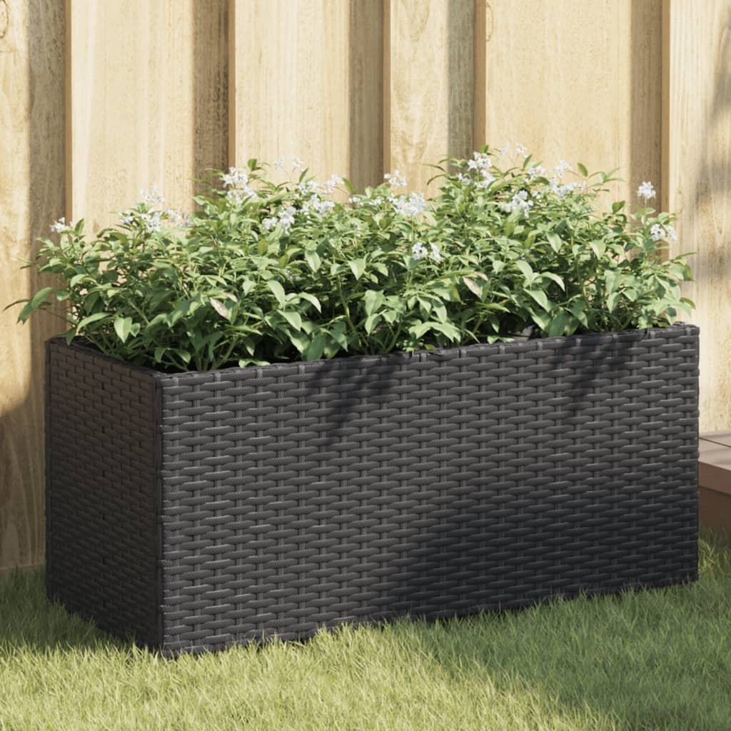 Plantekasser med 2 potter 2 stk svart 72x30x32 cm polyrotting