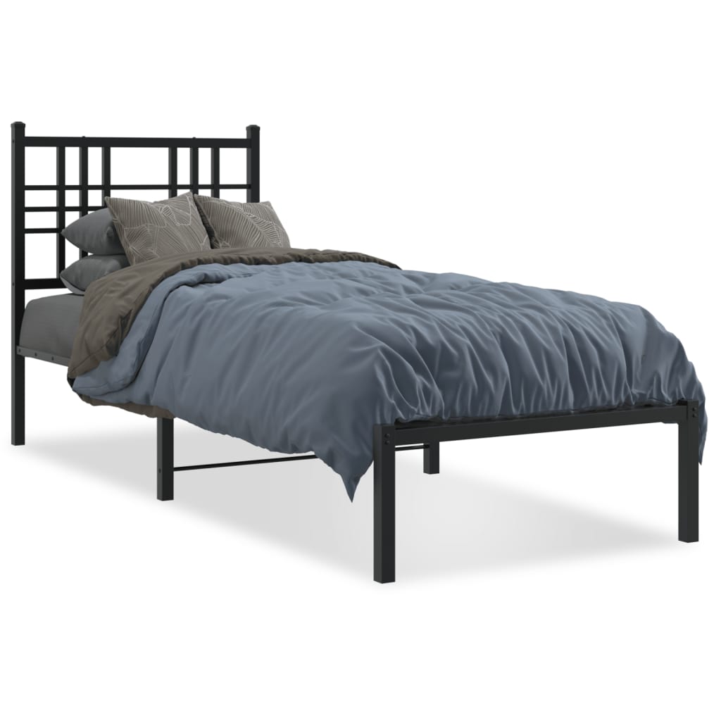 Sengeramme i metall med hodegavl svart 75x190 cm