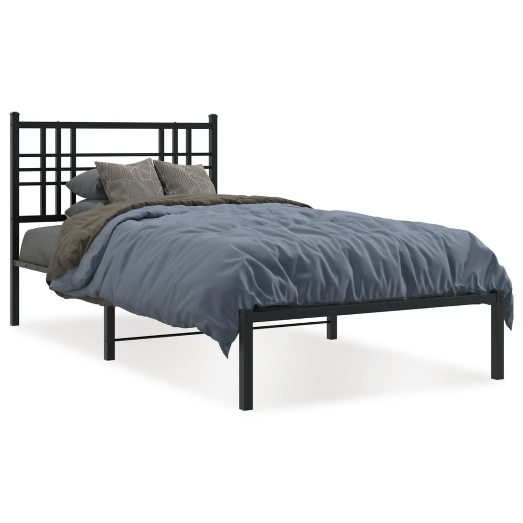 Sengeramme i metall med hodegavl svart 90x190 cm