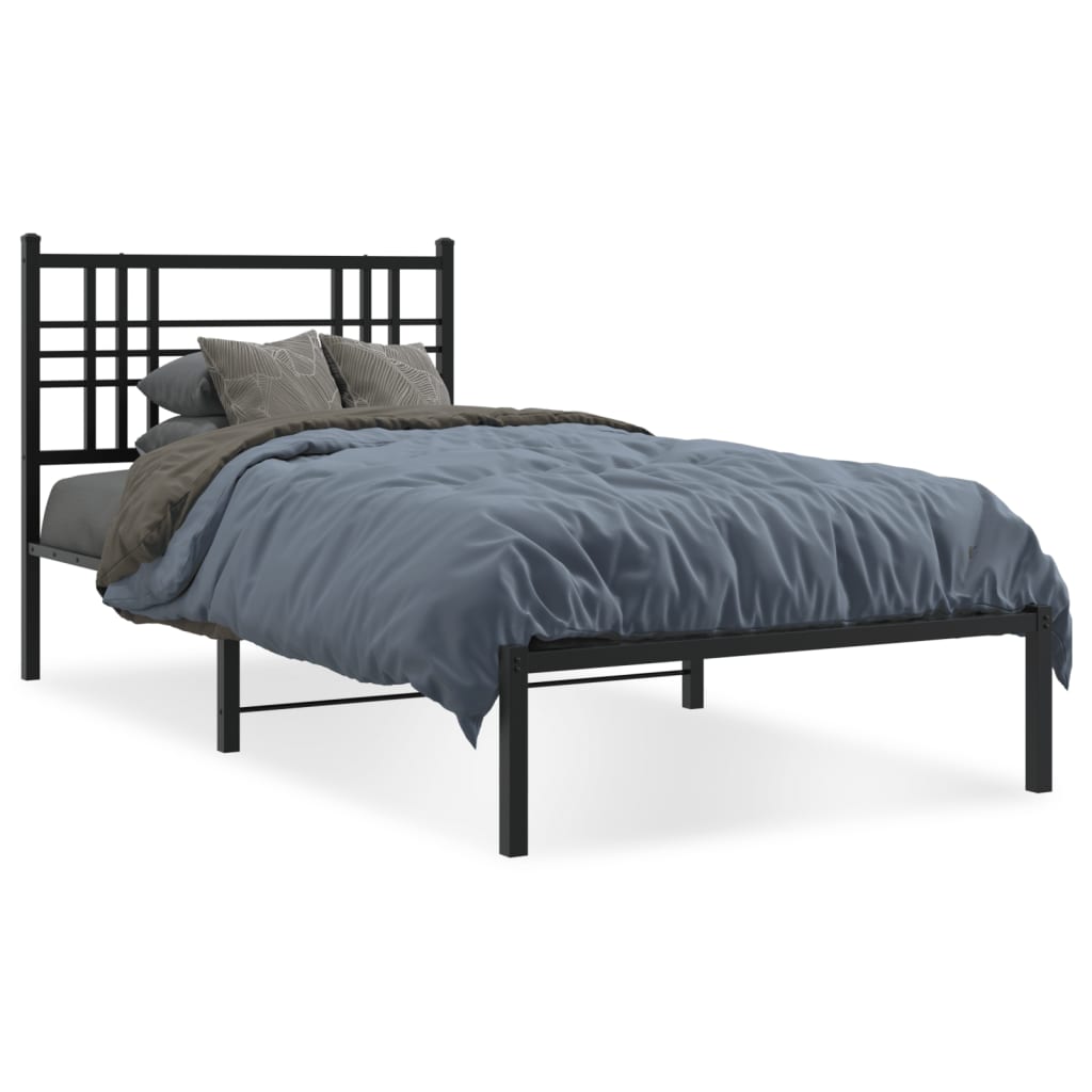 Sengeramme i metall med hodegavl svart 100x190 cm