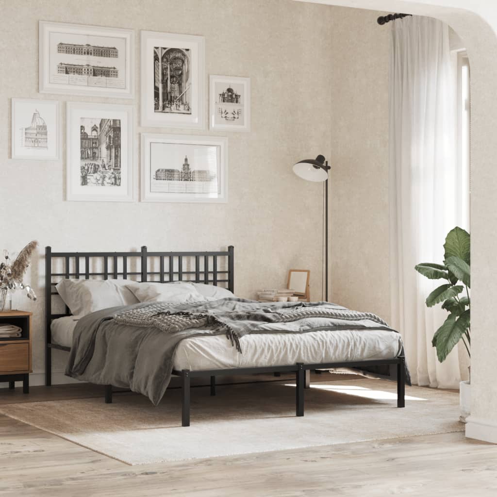 Sengeramme i metall med hodegavl svart 135x190 cm