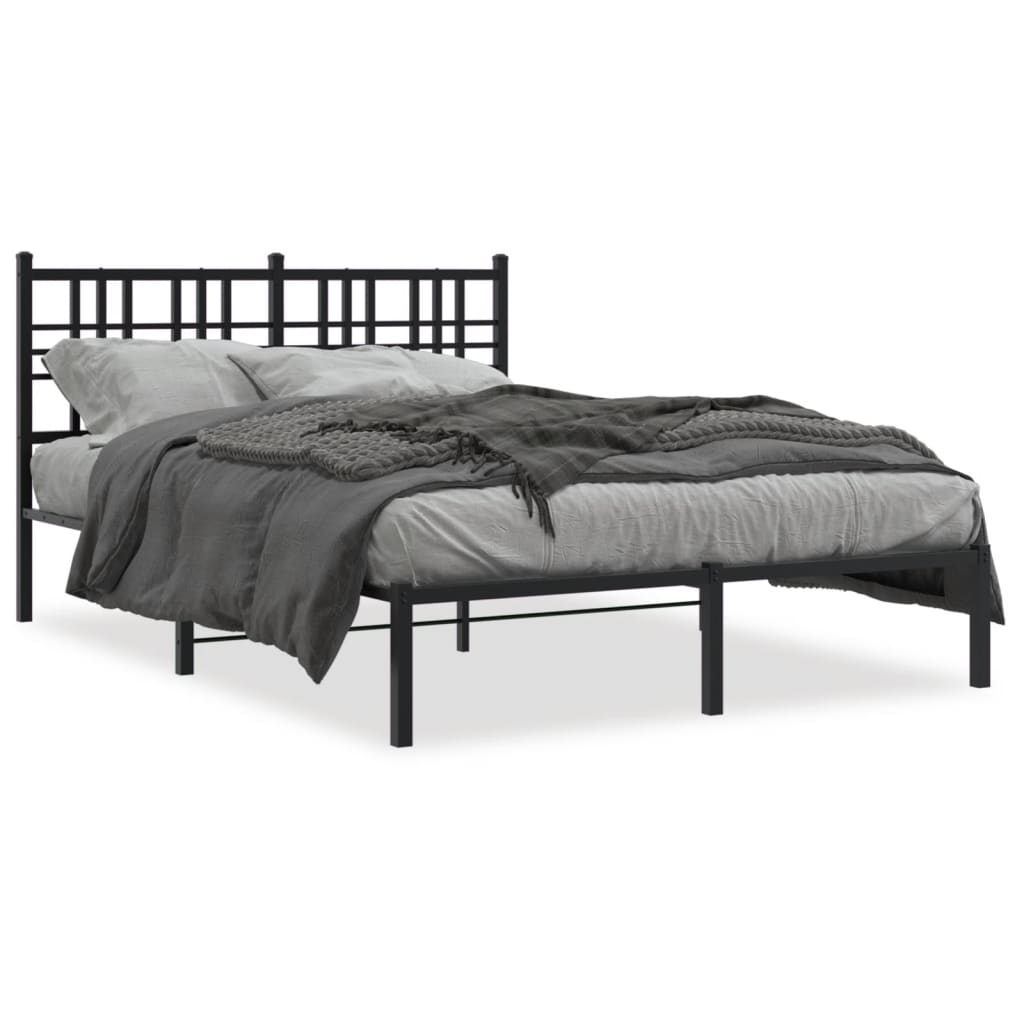 Sengeramme i metall med hodegavl svart 140x190 cm