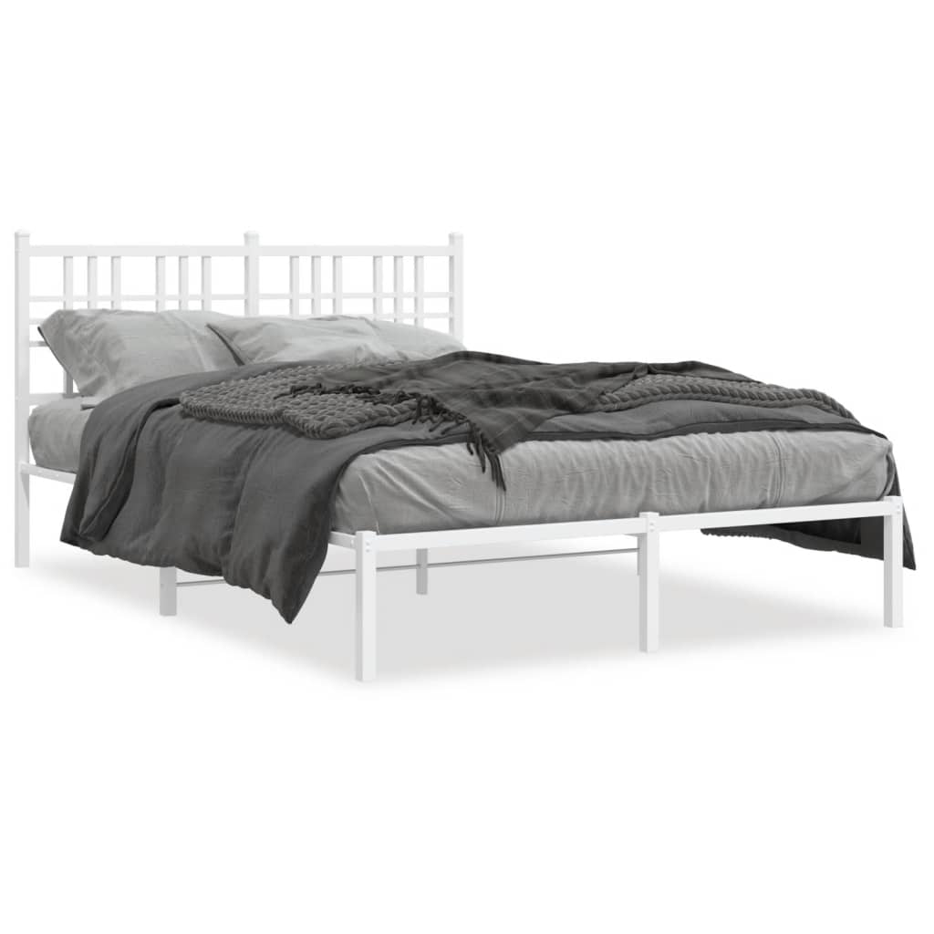 Sengeramme i metall med hodegavl hvit 140x190 cm