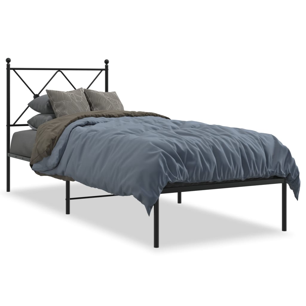 Sengeramme i metall med hodegavl svart 75x190 cm