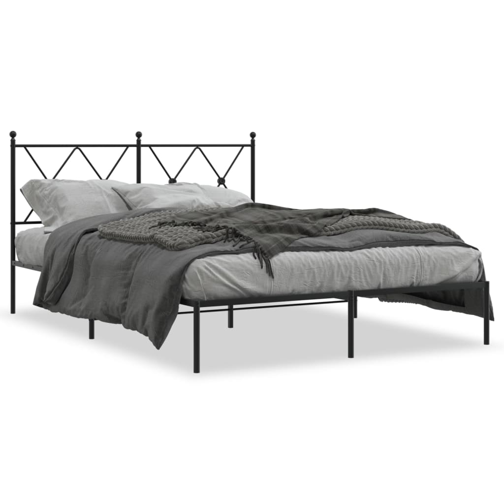 Sengeramme i metall med hodegavl svart 140x190 cm