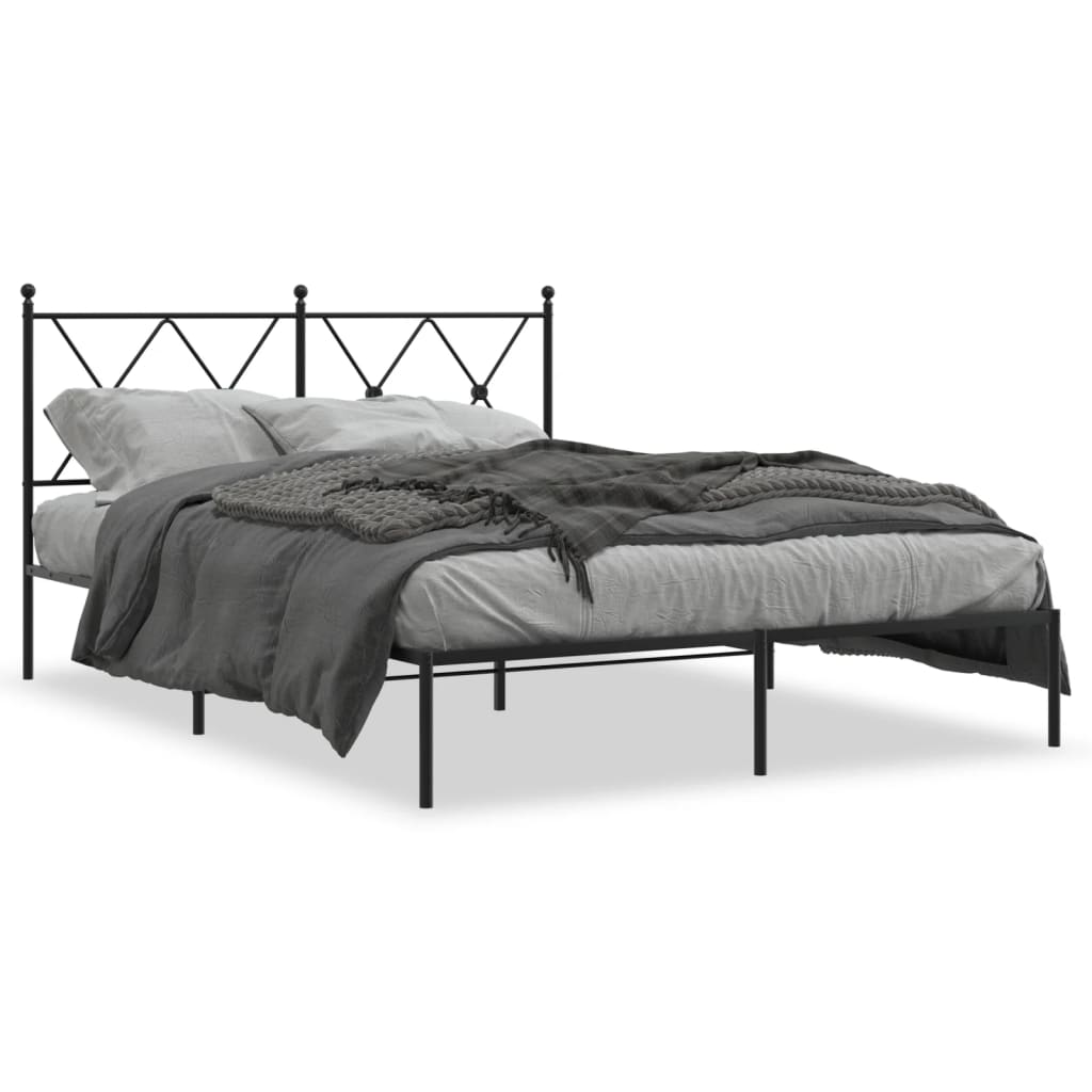 Sengeramme i metall med sengegavl svart 140x200 cm
