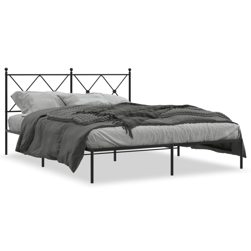 Sengeramme i metall med sengegavl svart 150x200 cm