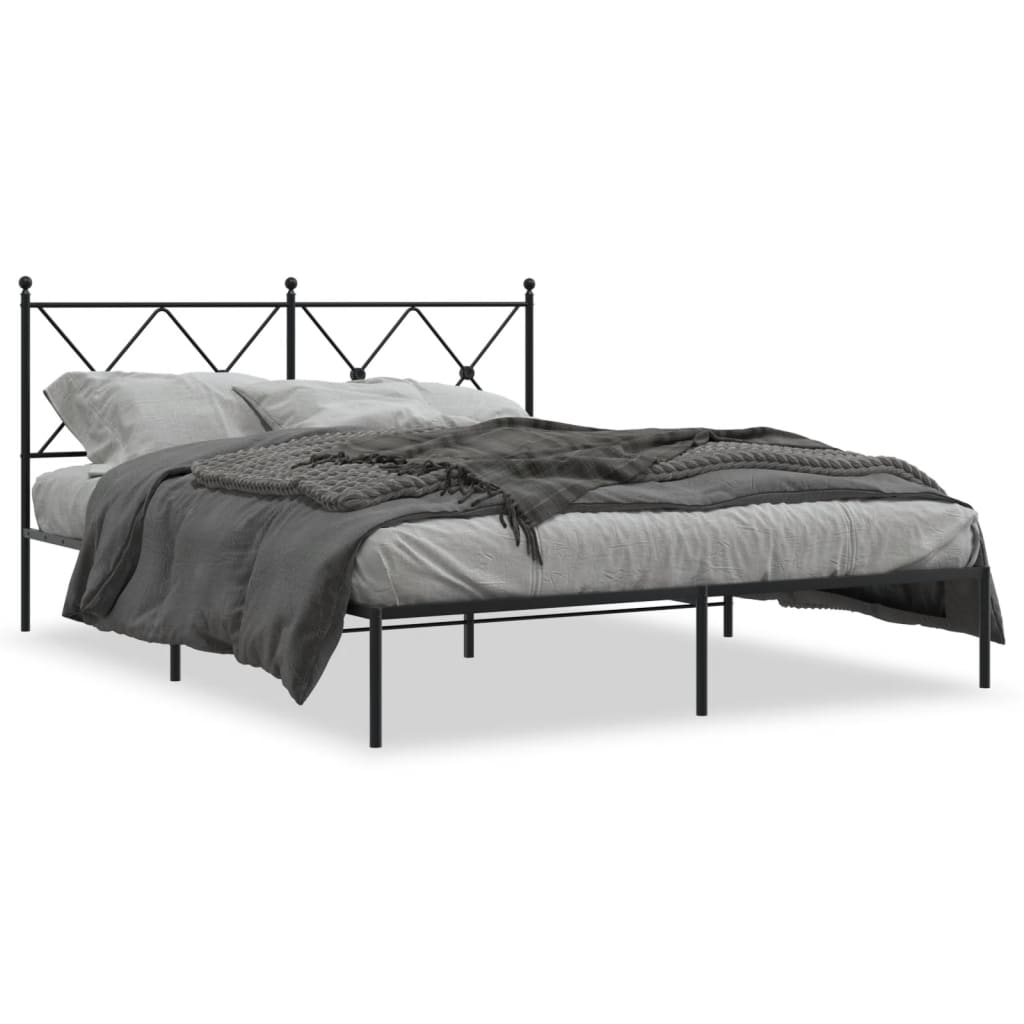 Sengeramme i metall med hodegavl svart 160x200 cm