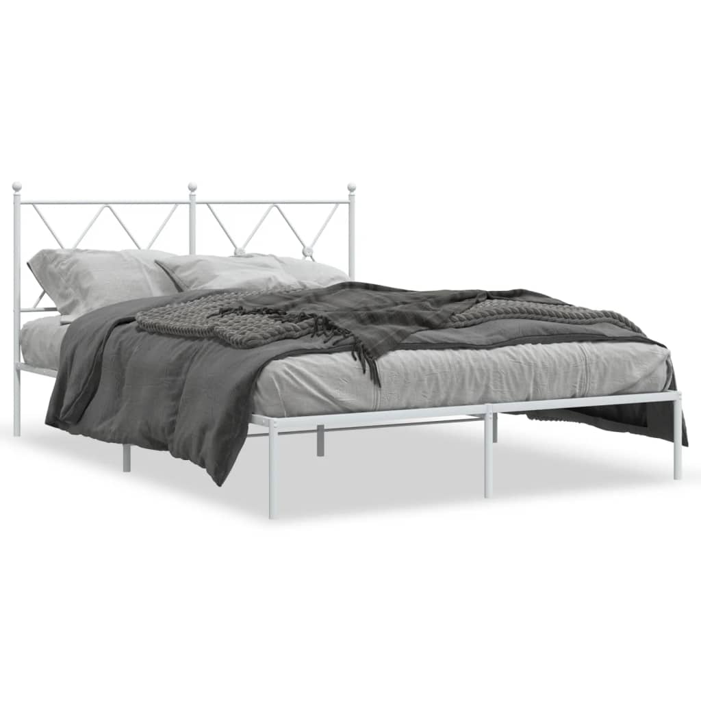 Sengeramme i metall med hodegavl hvit 140x190 cm